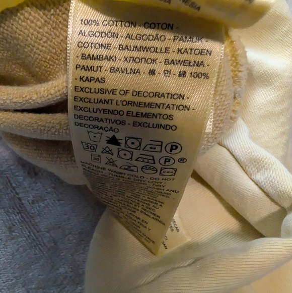 Levi's Yellow Distressed Cotton Hoodie Sweatshirt Sz L Athleisure Lounge Classic - Picture 5 of 13